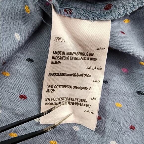 Style&Co Top Womens S Blue Embroider Floral V-Neck Ruffled Sleeve Peasant Boho - Picture 4 of 9